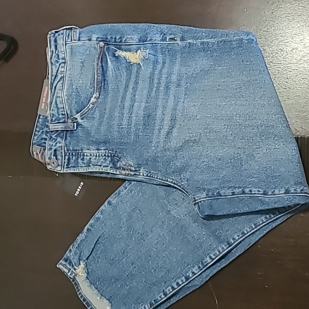 Torrid High Rise Straight  Classic Denim with Distressed Spots Size 18R
